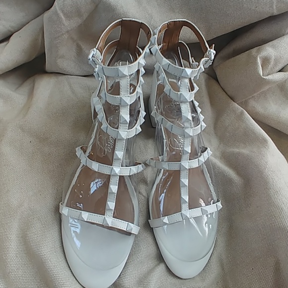 Spike White Gladiator Sandals - Picture 6 of 7